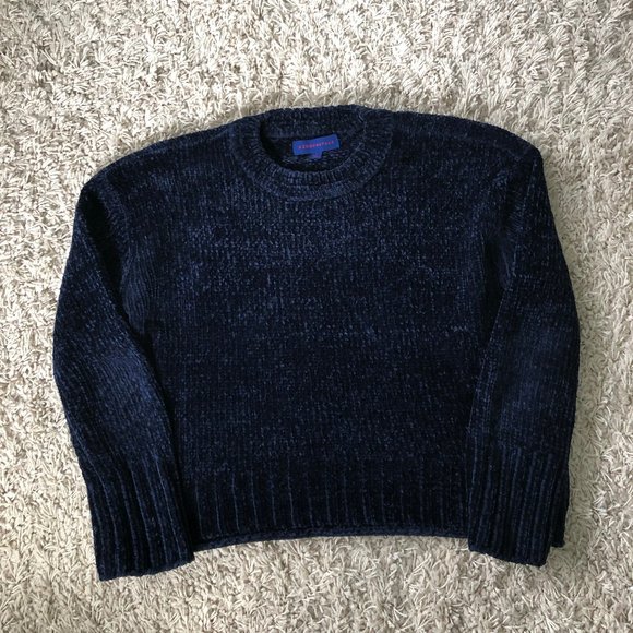 Aeropostale Sweaters - Aeropostale Navy Chenille Boxy Cropped Sweater